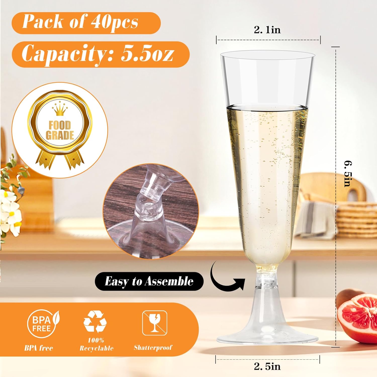 Plastic Champagne Flutes 40 Pa – Wine & Beer Guayaquil recenzja i cena